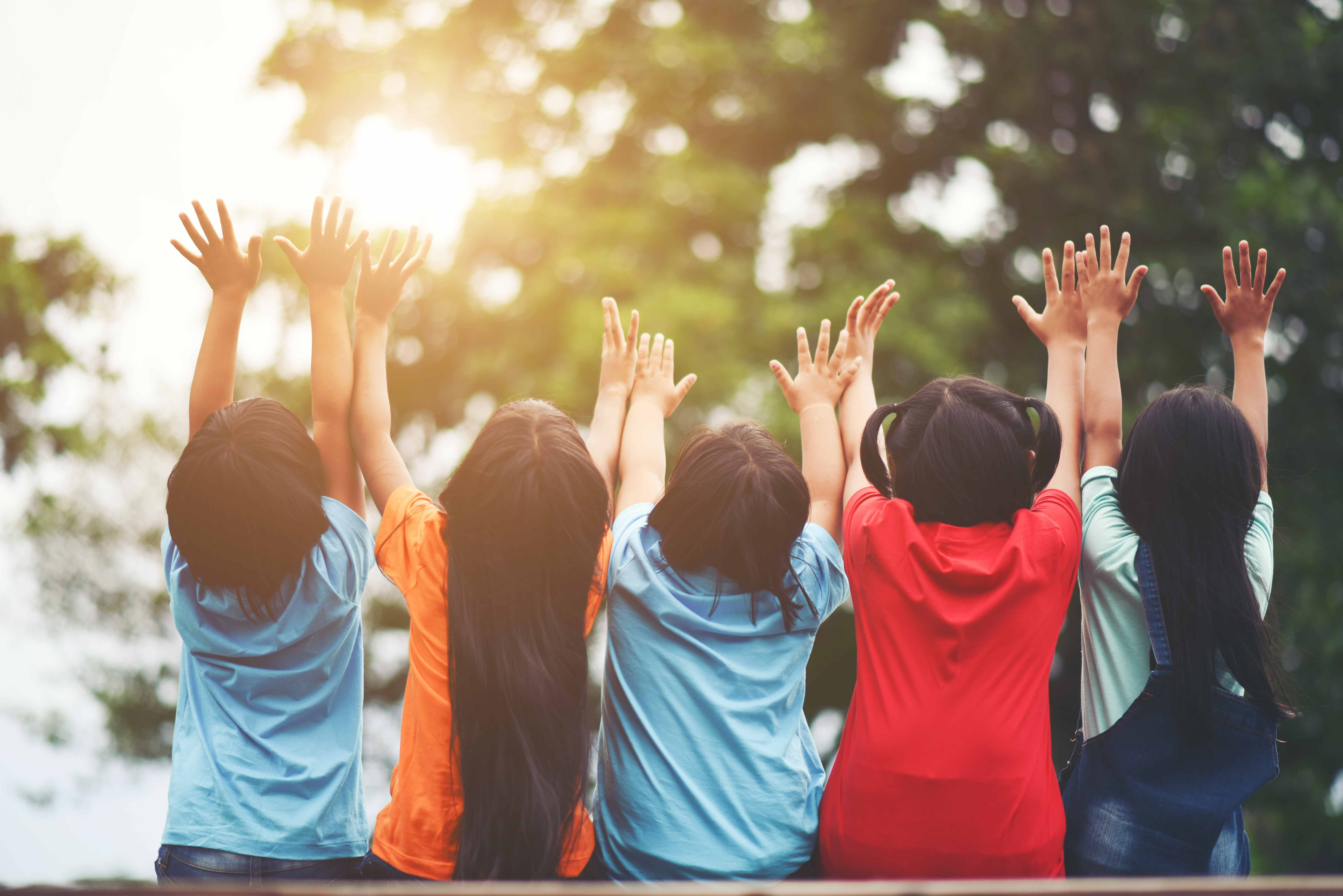 Children celebrating in rural community