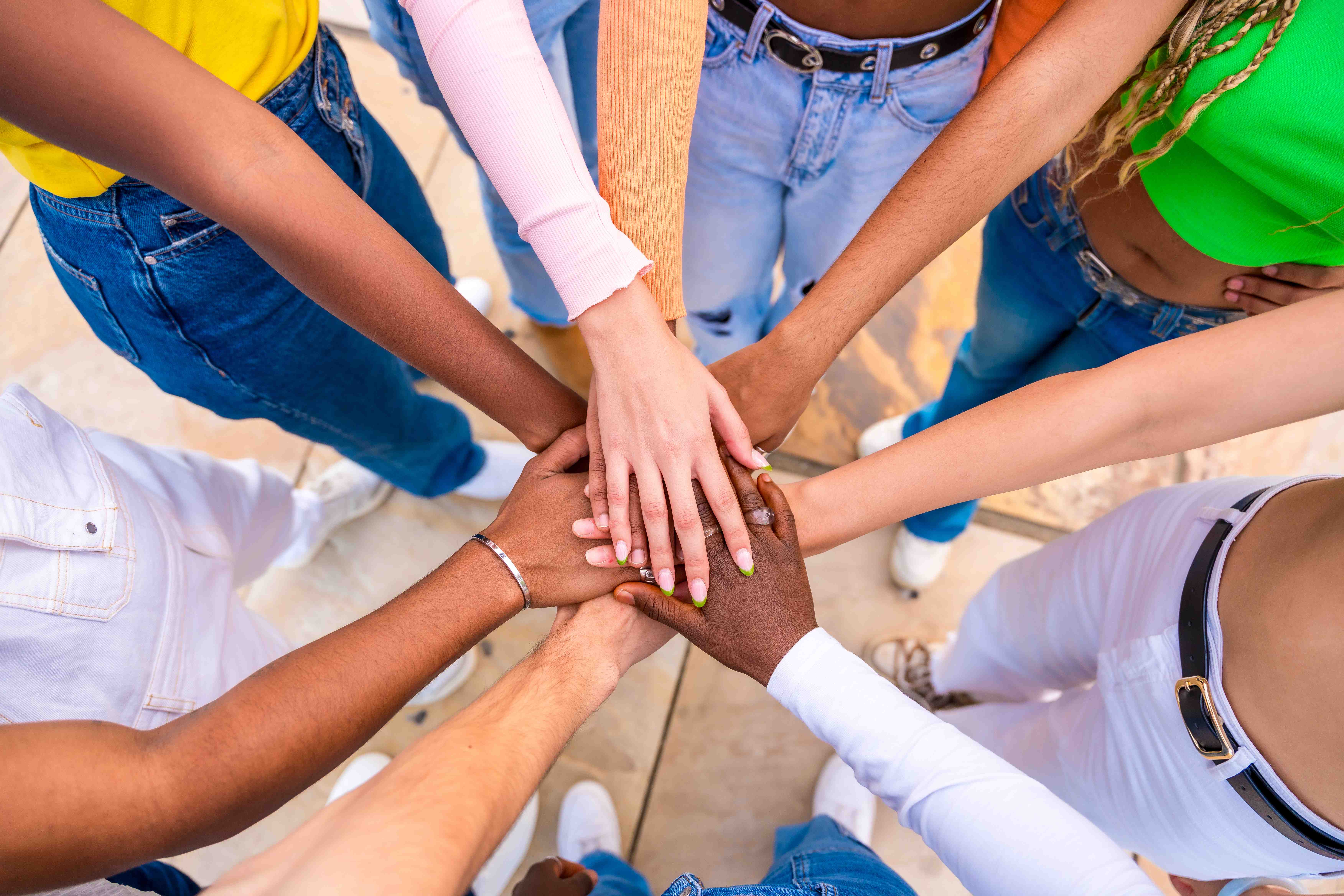 Volunteers working together as a team